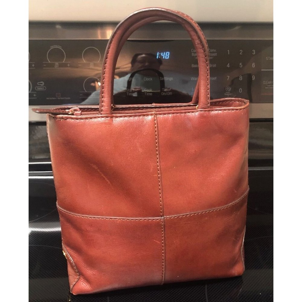 Etienne Aigner Brown Leather Small Top-Handle Tote - Picture 3 of 15